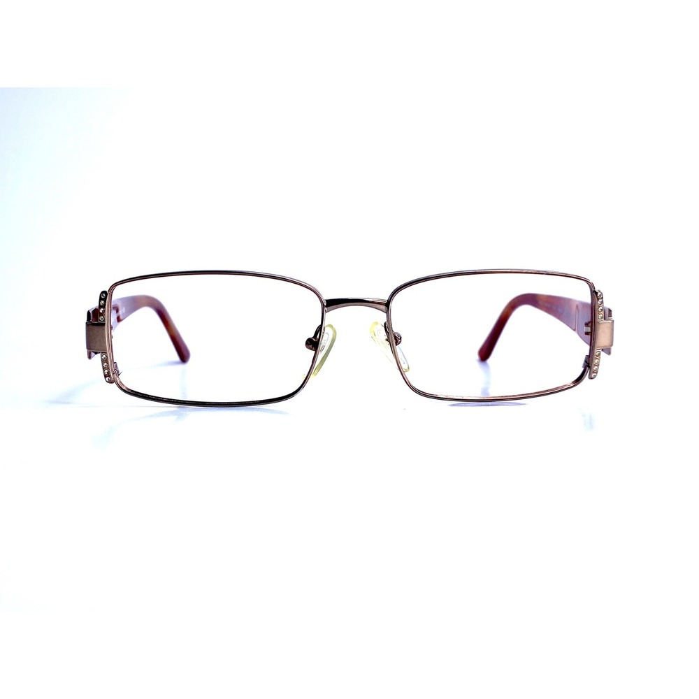 Versace Gold Rectangular Glasses Brown Tortoise Crystal MOD 1082B 52 16 130